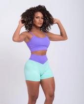 Conjunto pra malhar lilás com verde Conjunto pra malhar lilás com verde