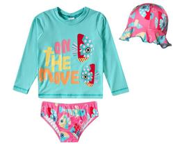 Conjunto Praia Bebê Menina com Chapéu Uv50+ Tip Top 5134