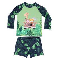 Conjunto Praia Bebê Proteção UV Safari Verde Everly