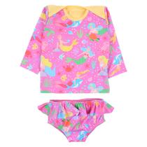 Conjunto Praia Bebê Proteção UV Sereias Rosa Everly