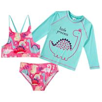 Conjunto Praia Camiseta e Biquíni Top Princess Dino Verde Água Tip Top Conjunto Praia Camiseta e Biquíni Top Princess Dino Verde Água Tip Top