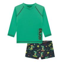 Conjunto praia camiseta sunga dino uv dry uv 50 johnny fox