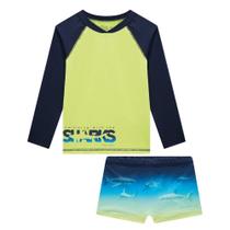 Conjunto praia camiseta sunga tubarão uv dry uv 50+ luc.boo