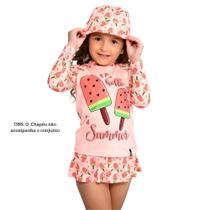 Conjunto Praia e Piscina Menina Blusa Proteção UV50+ e Tanga com babado Estampa Sorvete