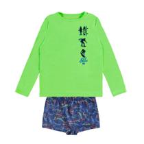 Conjunto Praia e Piscina Menino BGR Camiseta Poliamida Verde