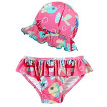 Conjunto Praia Infantil Biquíni com Chapéu Peixe Cores Rosa Tip Top Conjunto Praia Infantil Biquíni com Chapéu Peixe Cores Rosa Tip Top