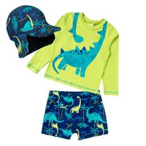 Conjunto Praia Infantil com Boné Proteção UV Dino Floresta Verde Tip Top