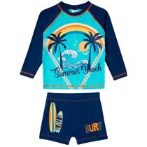 Conjunto Praia Infantil Coqueiro Tropical Marinho Claro Tip Top