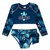 Conjunto Praia Infantil Feminino Folhagem Tip Top Estampado - Conjunto Praia Infantil Feminino Folhagem Tip Top Estampado -