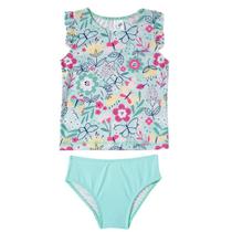 Conjunto Praia Infantil Floral Verde Água Tip Top