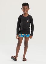 Conjunto Praia Infantil Menino Preto Camiseta Manga Longa e Sunga Capivaras
