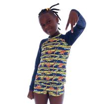 Conjunto Praia Infantil Proteção UV Dinossauros Marinho Cecí Conjunto Praia Infantil Proteção UV Dinossauros Marinho Cecí