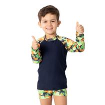 Conjunto Praia Infantil Proteção UV Dinossauros Marinho Diju Conjunto Praia Infantil Proteção UV Dinossauros Marinho Diju