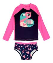 Conjunto Praia Kids Menina Camiseta E Calcinha Uv 50 Puket