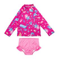 Conjunto Praia Menina Biquíni C/ Proteção Solar Uv Infantil