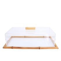 Conjunto Prancha de Vidro e Bambu Retangular com Tampa em Acrílico P Conjunto Prancha de Vidro e Bambu Retangular com Tampa em Acrílico P