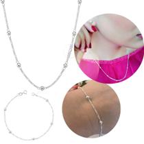 Conjunto Prata 925 Colar 50 CM 3x1 e Pulseira - Elegância e Versatilidade! Rf220