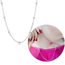 Conjunto Prata 925 Colar 50CM 3x1 e Brincos Bolinha - Charme e Versatilidade! Rf220