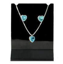Conjunto Prata 925 Ponto Luz Colar E Brinco Coração Azul Conjunto Prata 925 Ponto Luz Colar E Brinco Coração Azul