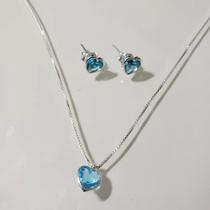 Conjunto Prata 925 Veneziana com pingente zircônia colorida Conjunto Prata 925 Veneziana com pingente zircônia colorida