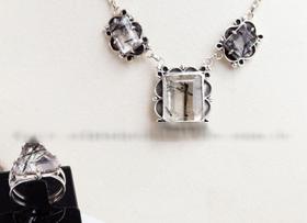 Conjunto Prata 950 Luxo Turmalina Estilo Dinamarquês