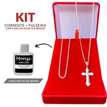 Conjunto Prata Grumet Masculina 60cm e Pulseira e Pingente Conjunto Prata Grumet Masculina 60cm e Pulseira e Pingente