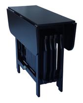 Conjunto Prático Mesa e 4 Cadeiras Dobrável Preto, Bar-Cozinha-Lazer-Varanda ( QUADRADO OVAL )