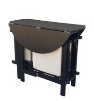 Conjunto Prático Mesa e 4 Cadeiras Dobrável Preto Estofado Bar-Cozinha-Lazer-Varanda ( REDONDO )