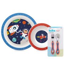 Conjunto Pratinho Bowl Colher E Garfo Aventuras Astronauta Buba Conjunto Pratinho Bowl Colher E Garfo Aventuras Astronauta Buba