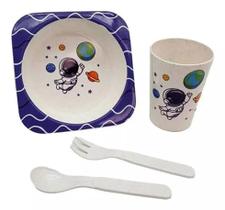 Conjunto Pratinho Copo Infantil Prato Refeição Criança Bebe