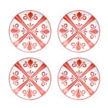 Conjunto Pratos De Plástico Decorado Sobremesa 21cm 4 Peças Conjunto Pratos De Plástico Decorado Sobremesa 21cm 4 Peças