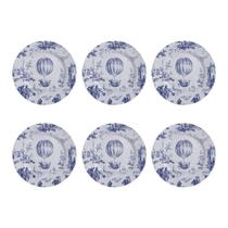 Conjunto Pratos De Sobremesa Toile De Jouy 6 Peças 19,5cm Alleanza Azul E Branco Conjunto Pratos De Sobremesa Toile De Jouy 6 Peças 19,5cm Alleanza Azul E Branco