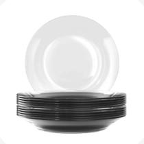 Conjunto Pratos fundo de Vidro Transparente Resistente 12uni