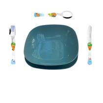 Conjunto pratos raso e fundo com talheres CAPIVARA - Azul Conjunto pratos raso e fundo com talheres CAPIVARA - Azul