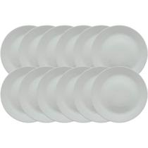 Conjunto Pratos Redondos 12 Uni Resistentes Vidro Temperado