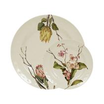 Conjunto Pratos Sobremesa e Raso Flores 22cm 28cm 1 De Cada