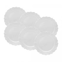 Conjunto Pratos Sobremesa Fancy Branco 27cm 6 Peças Wolff