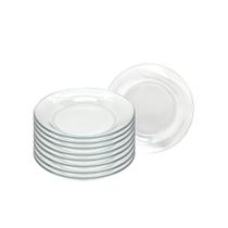 Conjunto Pratos Vidro Transparente Fundo Liso 22 cm Almoço Jantar Mesa Resistente Cozinha 8 Peças