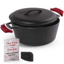Conjunto pré-temperado de ferro fundido Dutch Oven Cuisinel de 7 litros