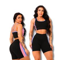 Conjunto Premium Academia Top e Short Feminino Fitness UV50+