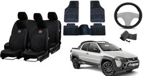 Conjunto Premium de Capa de Couro Strada 14-19 + Tapetes e Capa de Volante