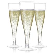 Conjunto Prestee de taças de champanhe de 24 taças de plástico transparente de 130 ml Conjunto Prestee de taças de champanhe de 24 taças de plástico transparente de 130 ml