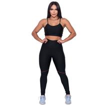 Conjunto Preto Basico Feminino Moda Fitness
