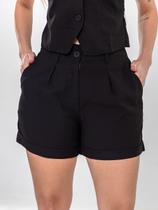 Conjunto Preto Colete e Short em Viscose Peças Vendidas Separadamente -