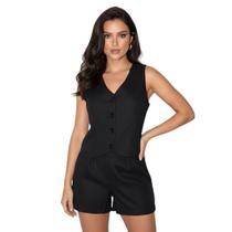 Conjunto Preto Feminino colete + short Preto único