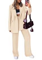 Conjunto PRETTYGARDEN Terno Feminino Bege Oversized Blazer XXL