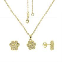 Conjunto PRI Style Folheado A Ouro 18K Antialérgico De Patinha Com Micro Zircônias