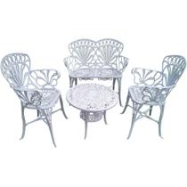 Conjunto Primavera com Mesa 2 Cadeiras Aluminio e Namoradeira Jardim