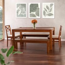 Conjunto Primavera Mesa de Jantar Madeira Maciça com 2 Cadeiras e 2 Bancos CabeCasa MadeiraOriginals