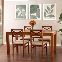Conjunto Primavera Mesa de Jantar Madeira Maciça com 4 Cadeiras CabeCasa MadeiraOriginals Marrom Conjunto Primavera Mesa de Jantar Madeira Maciça com 4 Cadeiras CabeCasa MadeiraOriginals Marrom